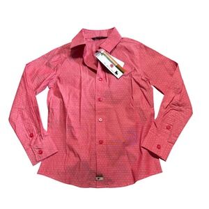 NWT La Miniatura Printed Oxford Shirt Red Dress Formal Button Up Boy Size 6‎